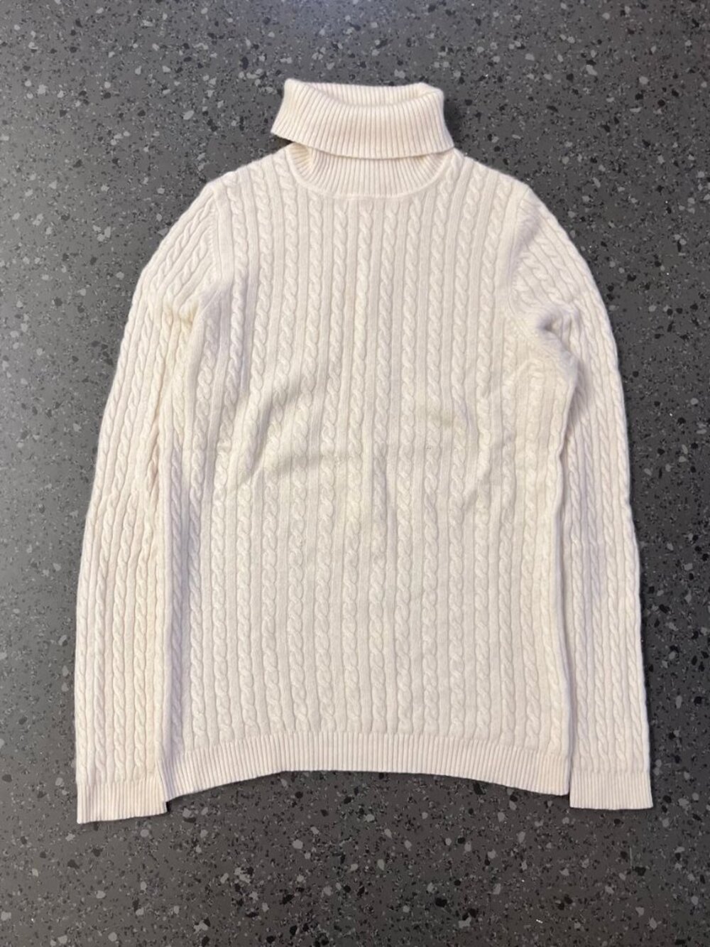 Vintage Cashmere Charter Club Cream Cable Knit Turtleneck Sweater M